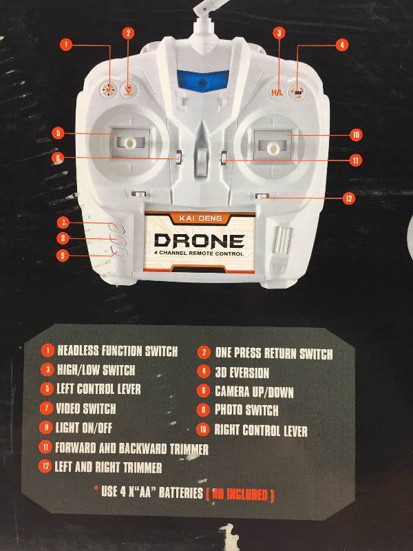 lot 27 image: XFIGHTER K60 REMOTE CONTROL QUADCOPTER CAMERA- DOES NOT WORK