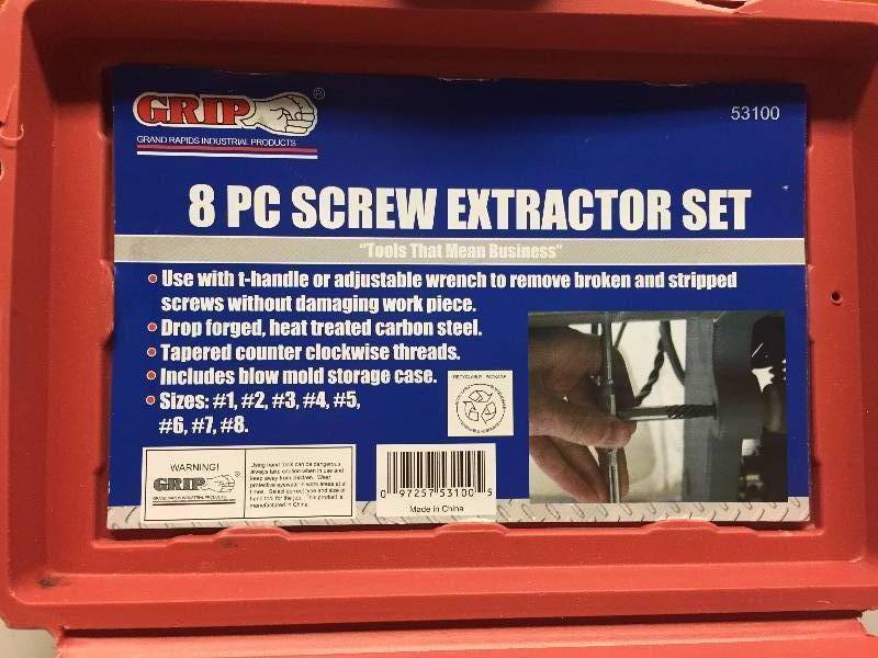 lot 33 image: GRIP 8 PC SCREW EXTRACTOR SET