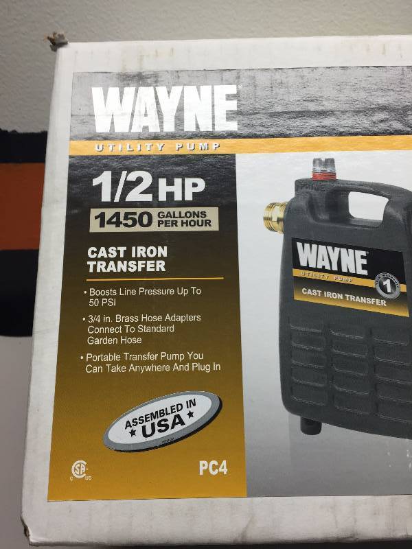 lot 41 image: WAYNE UTILITY PUMP 12 HP CAST IRON TRANSFER 1450 GALLONS PER HOUR - UNTESTED