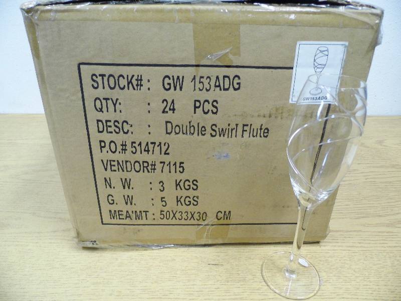 Case of 24 Dbl Swirl Flute Glasses