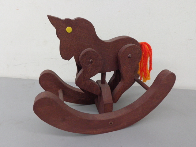 lot 74 image: Tiny Wooden Rocking Horse