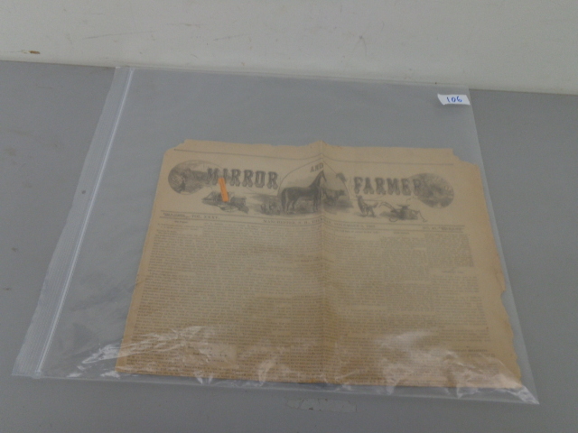 lot 106 image: Vintage PaperOld Mirror And Farmer Paper