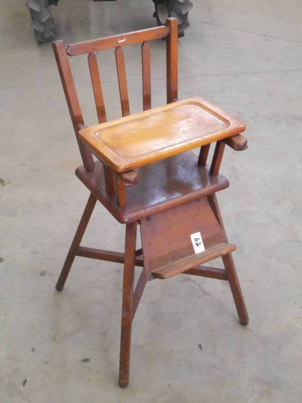 lot 62 image: Vintage Wooden High Chair ...