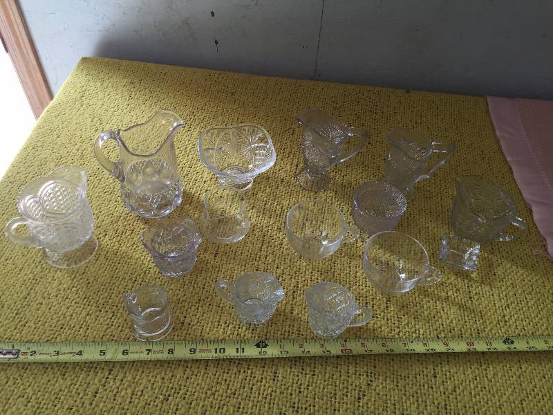 lot 36 image: Vintage Assorted Glass & Crystal Pitchers Decanters Lot