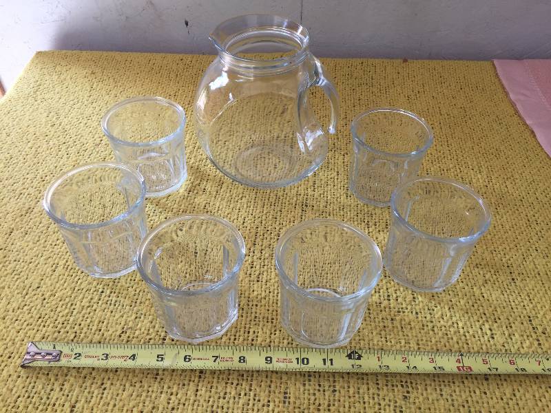lot 37 image: Vintage Collectible 6 Lo-Ball Glasses & Italian Made Pitcher - Excellent Condition - No Chips Hi-C Anyone