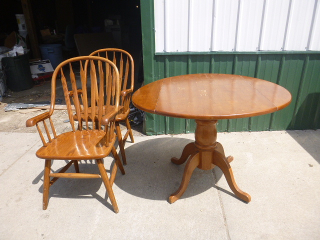 Drop Leaf Table and 2 Arm Chairs