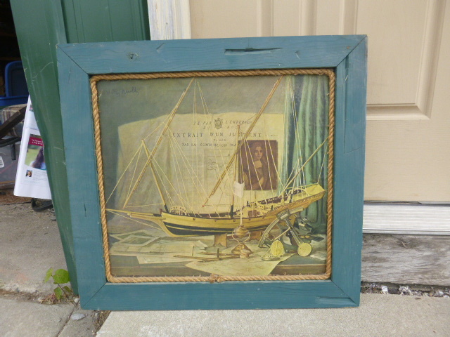 Framed Ship Picture and Wood Frame