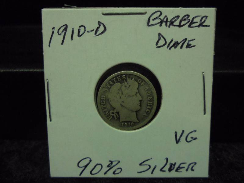 1910-D Barber Dime, 90% Silver