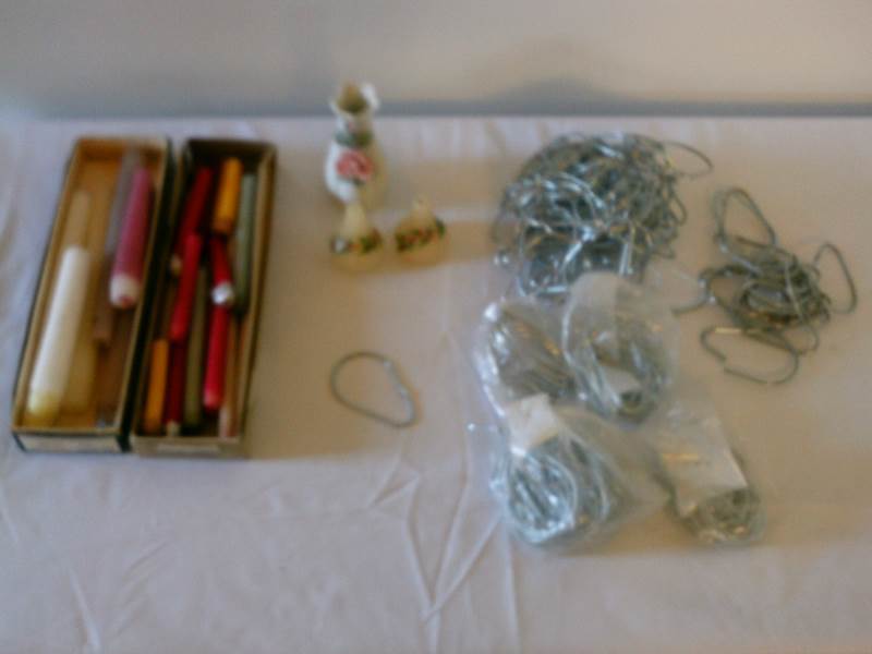 lot 17 image: Misc Household candles and shower rings.