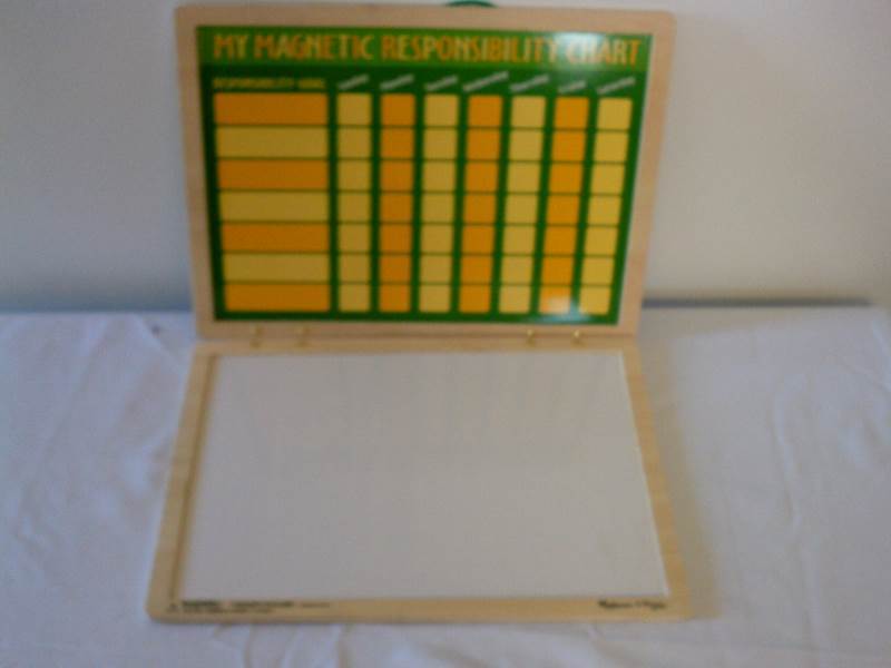 lot 34 image: Magnetic Responsibility Chart White Board (Melissa & Doug) dry Erasable
