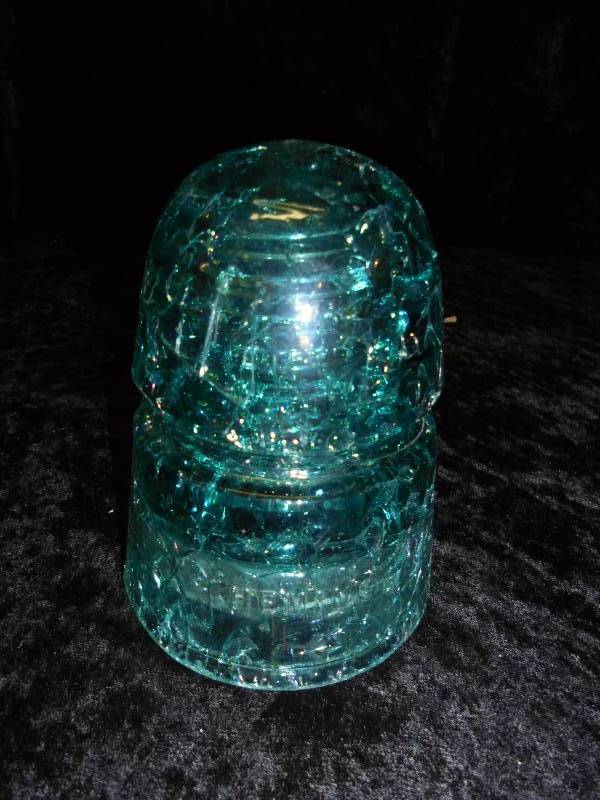 1946 Hemingray 21 Green Crackled Insulator