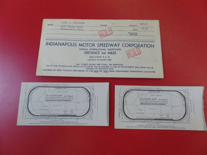 Indianapolis Speedway Ticket Stubs