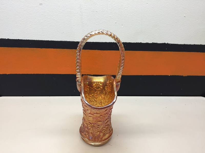 CARNIVAL GLASS BASKET