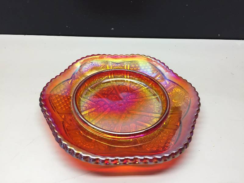CARNIVAL GLASS BUTTER DISH