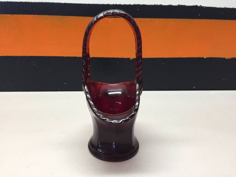 WESTMORELAND RED GLASS BASKET