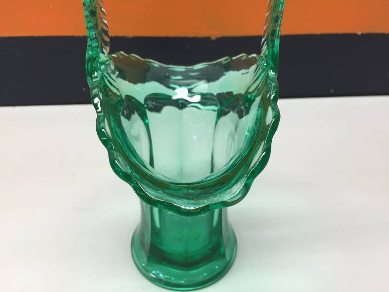 GREEN GLASS BASKET
