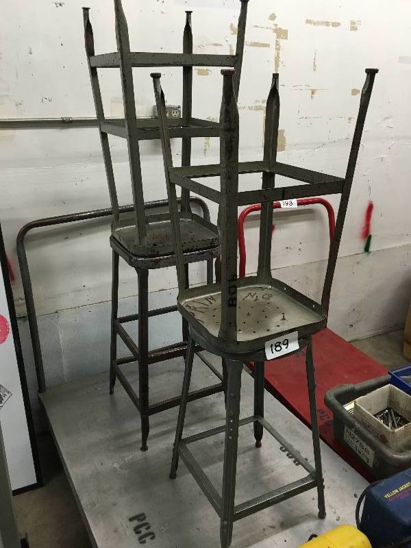 Lot of 4 steel shop stools.