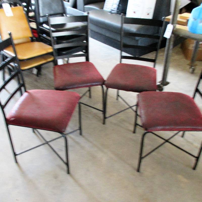 lot 113 image: 4- RED AND BLACK CHAIRS