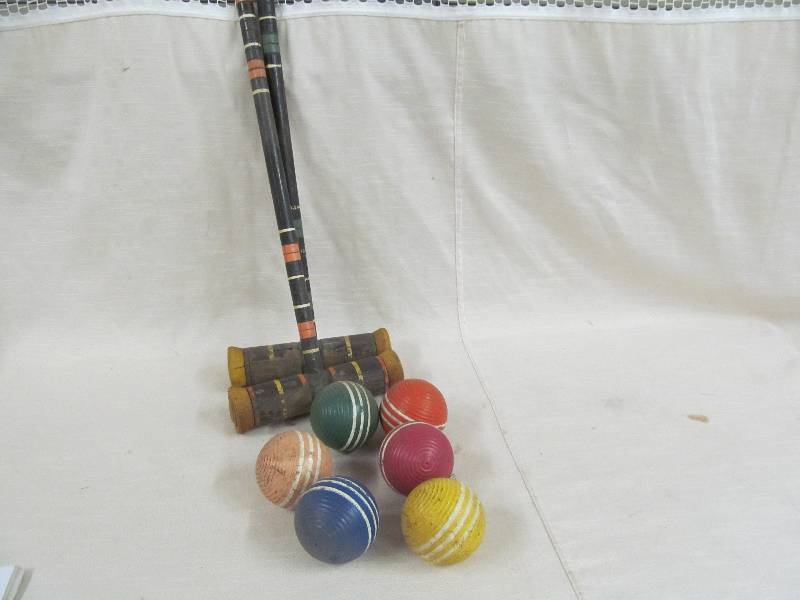 lot 149 image: Croquet sticks and balls