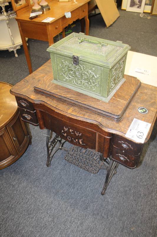 lot 63 image: Lot of (2) New Home Sewing Machine and Sewing Box