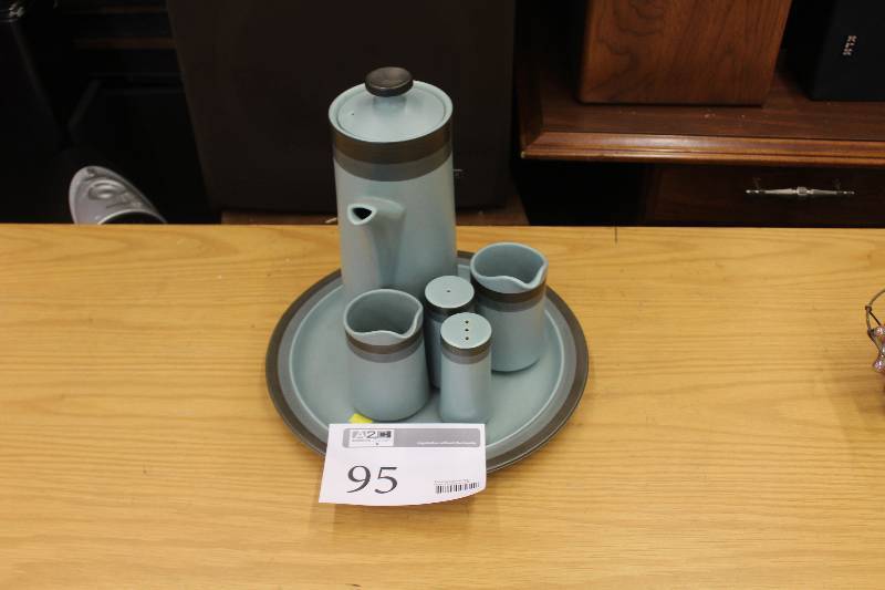 lot 95 image: 1960s-70s Arrow Stone Pottery Coffee Serving Set