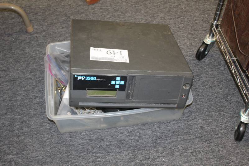 lot 149 image: Box Lot of Electronic Equipment Including Petrovend PV3500 Site Controller, Cables, Remotes
