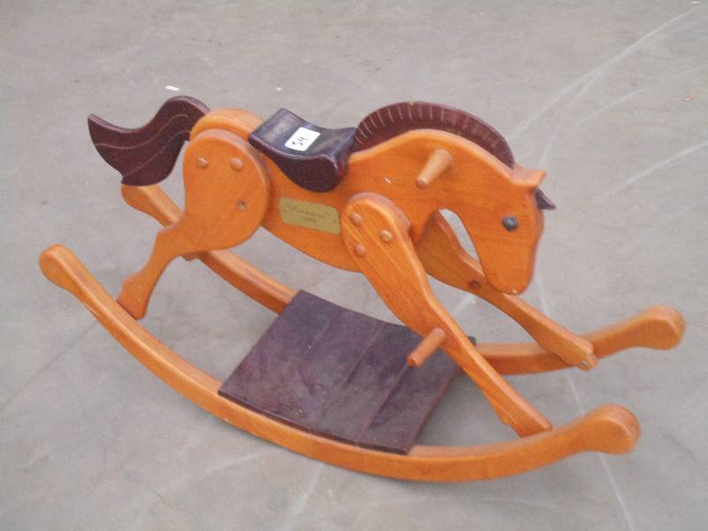 lot 54 image: Solid Wood Rocking Horse, Good Cond...