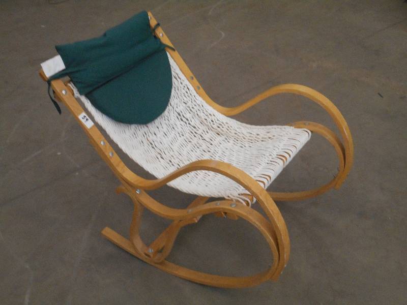 lot 59 image: Unique Wood-Framed Rocking Chair Wi...