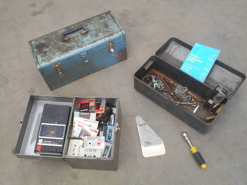 lot 72 image: (3) Vintage Steel Toolboxes With Co...