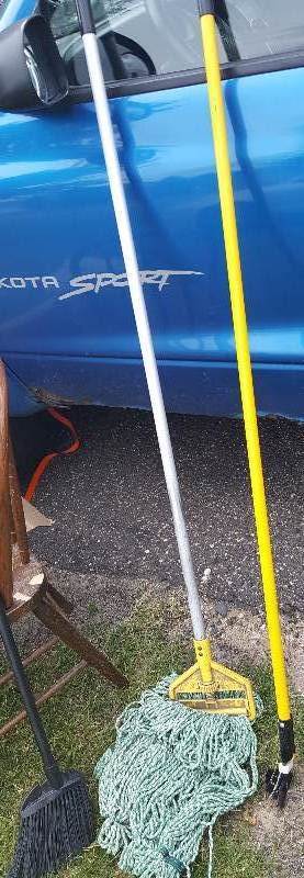 Lot of two mops and a broom