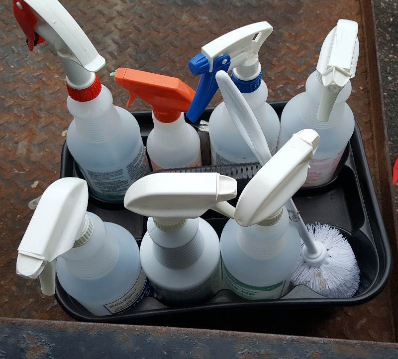 Chemical caddy with used chemicals