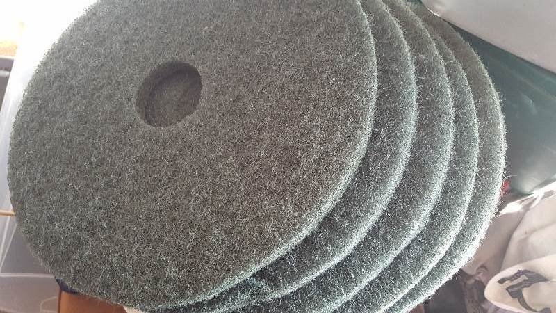 Lot of 5 green 17 inch pads for floor machine