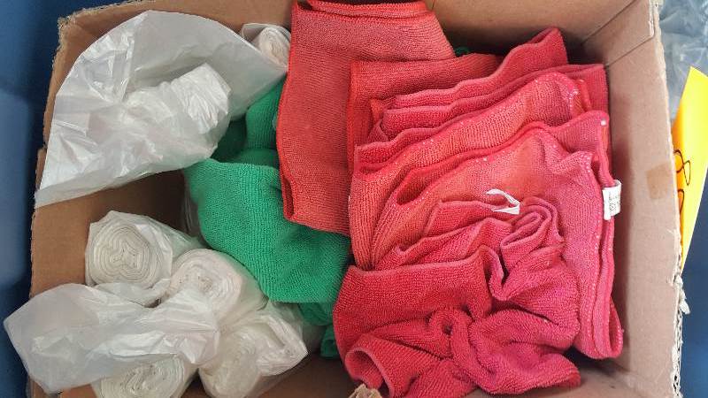 Lot of 13 microfiber cloths and small can liners