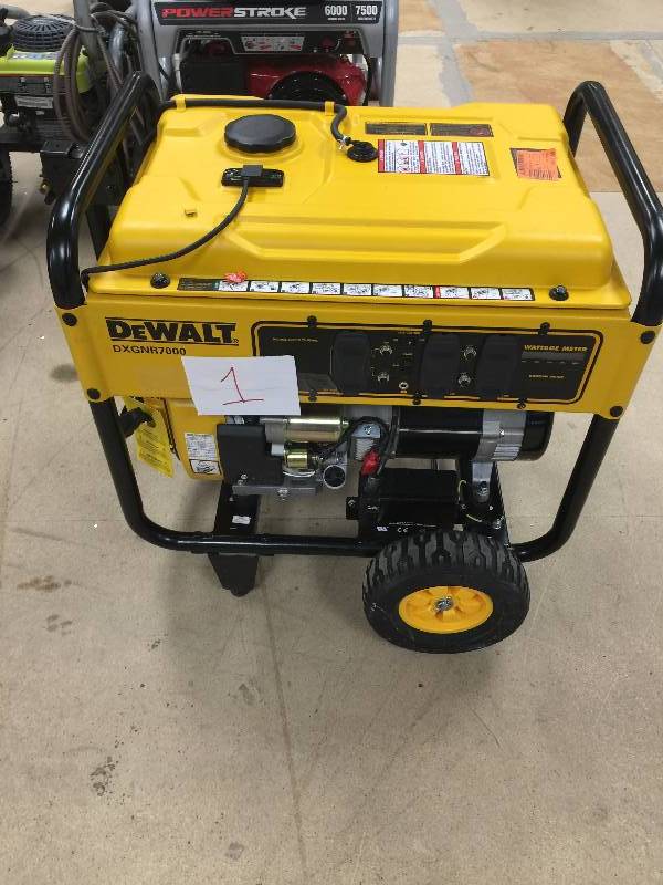 lot 1 image: Dewalt 7,000-Watt Gasoline Powered Electric Start Portable Generator Model # DXGNR7000 in like New working conditions