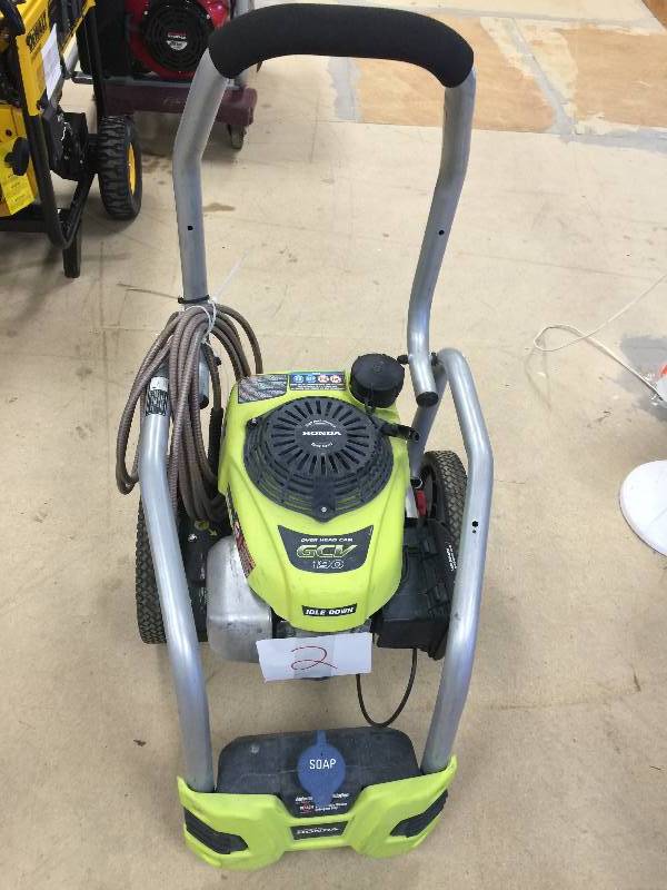 lot 2 image: 3100-PSI 2.5-GPM Honda Gas Pressure Washer with Idle Down Model # RY80940 working Conditions