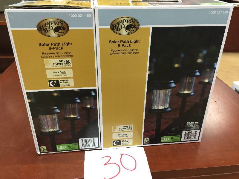lot 30 image: Set of 2 Hampton Bay Solar Black LED Pathway Light (6-Pack)