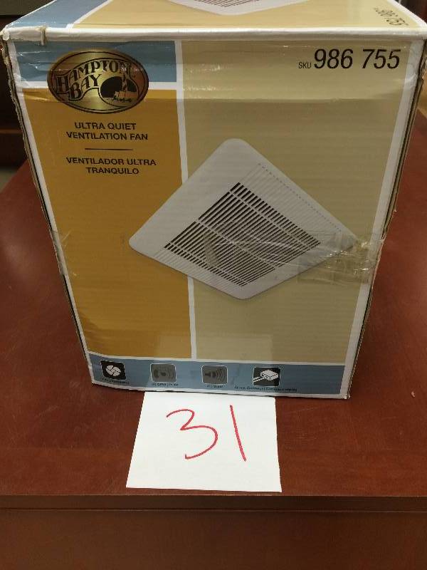 lot 31 image: Hampton Bay 90 CFM Ceiling Bath Fan Model # TY-80-A(HD New