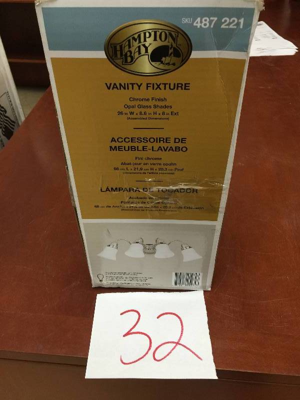 lot 32 image: Hampton Bay 4-Light Chrome Bath Light Model # 05274