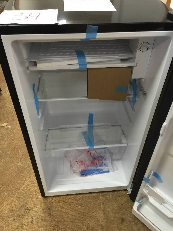 lot 34 image: Haier 3.3 cu ft Refrigerator, Black NEW Model  HC33SW20RB