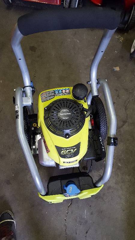 lot 28 image: Ryobi Preassure Washer Used Tested Works Missing Wand and Hose