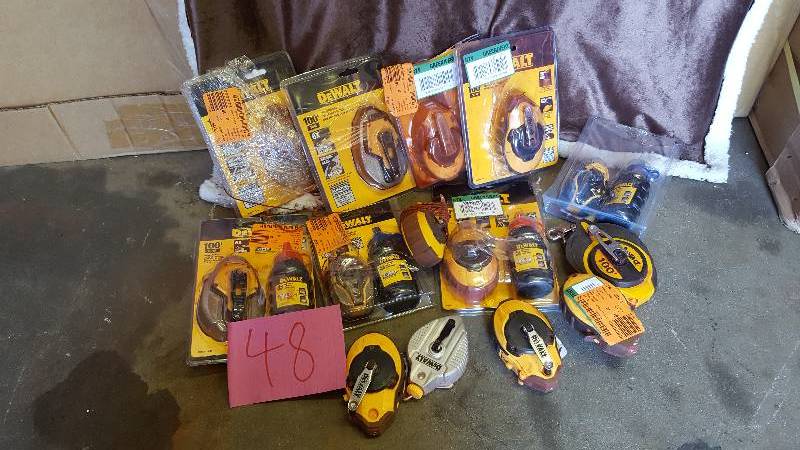 lot 48 image: Lot of Dewalt Chalk Reel small- used some may need repair