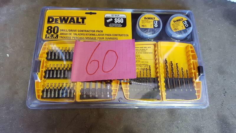 lot 60 image: Dewalt 80 Piece Drill Bit Set New