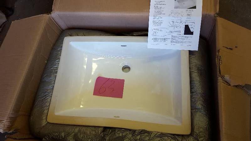 lot 63 image: American Std Studio Rectangular Under-Mounted Bathroom Sink in White