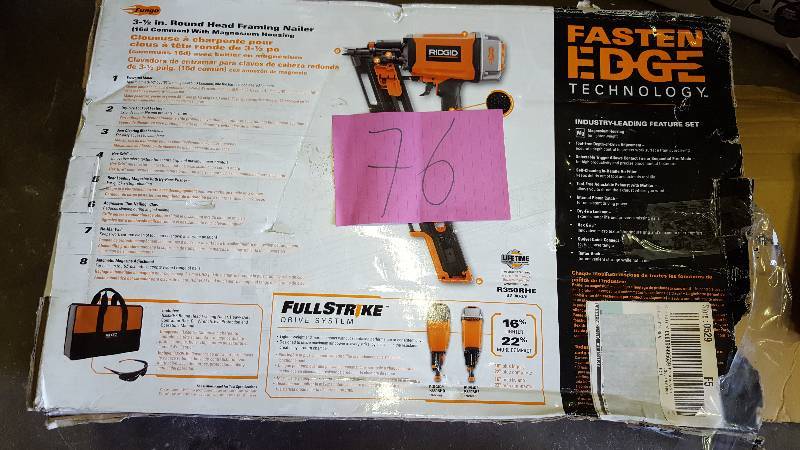 lot 76 image: Ridgid Fuego 3-12 in Round Head Framing Nailer