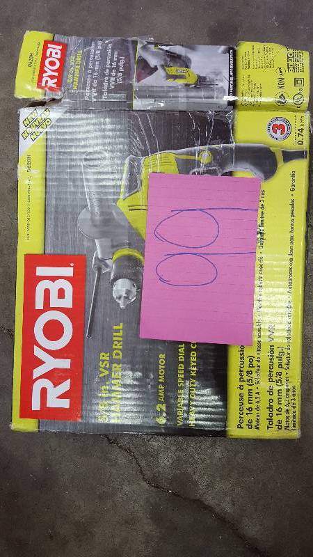 lot 99 image: Ryobi 58 in VSR Hammer Drill in working Condition