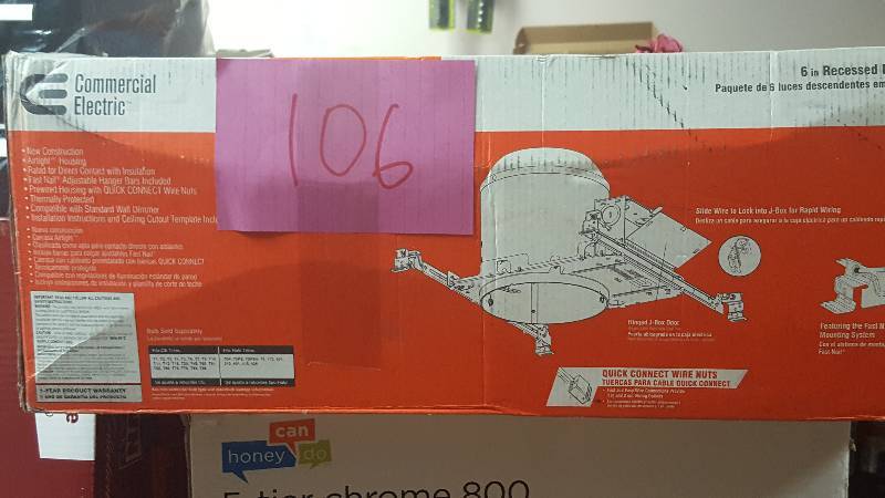 lot 106 image: Commercial Electric 6 in. Aluminum Recessed IC New Construction Airtight Housing  New