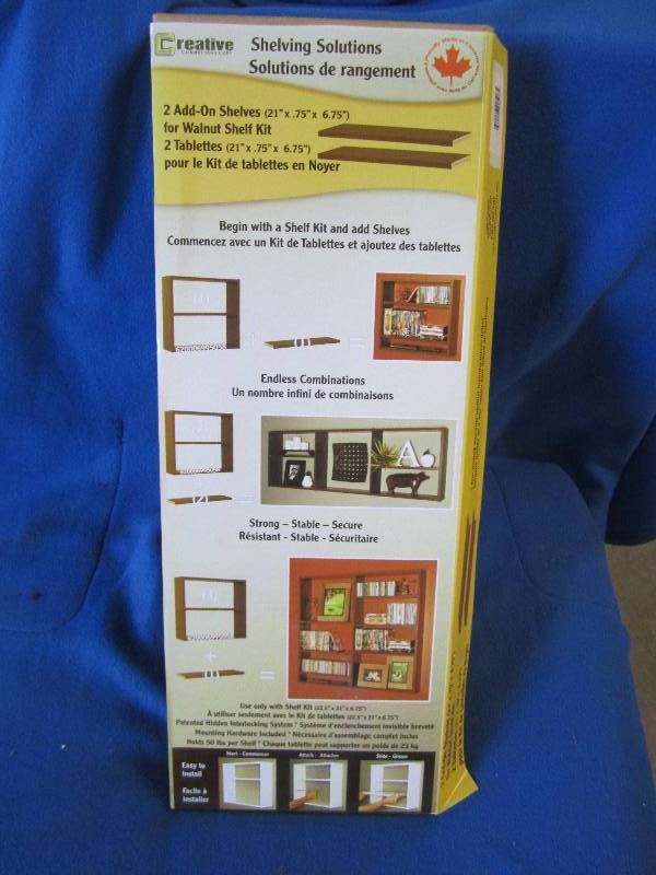 lot 81 image: walnut shelf set new in box...