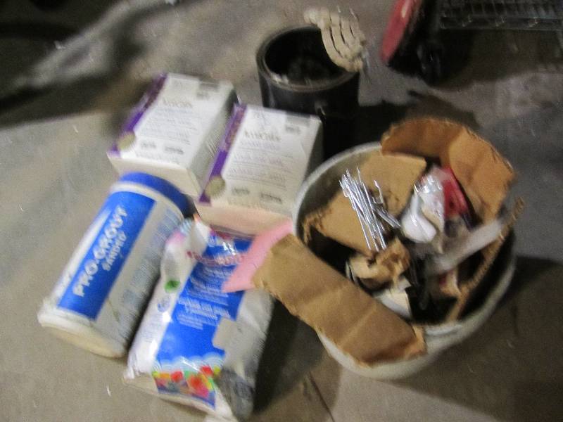 lot 98 image: Lot of tile unopened grout and curt...