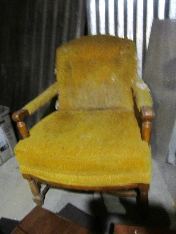 lot 104 image: Antique wood frame chair needs upho...