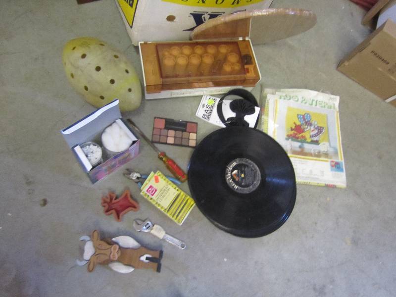 lot 182 image: Mixed lot of tools, records, and vi...